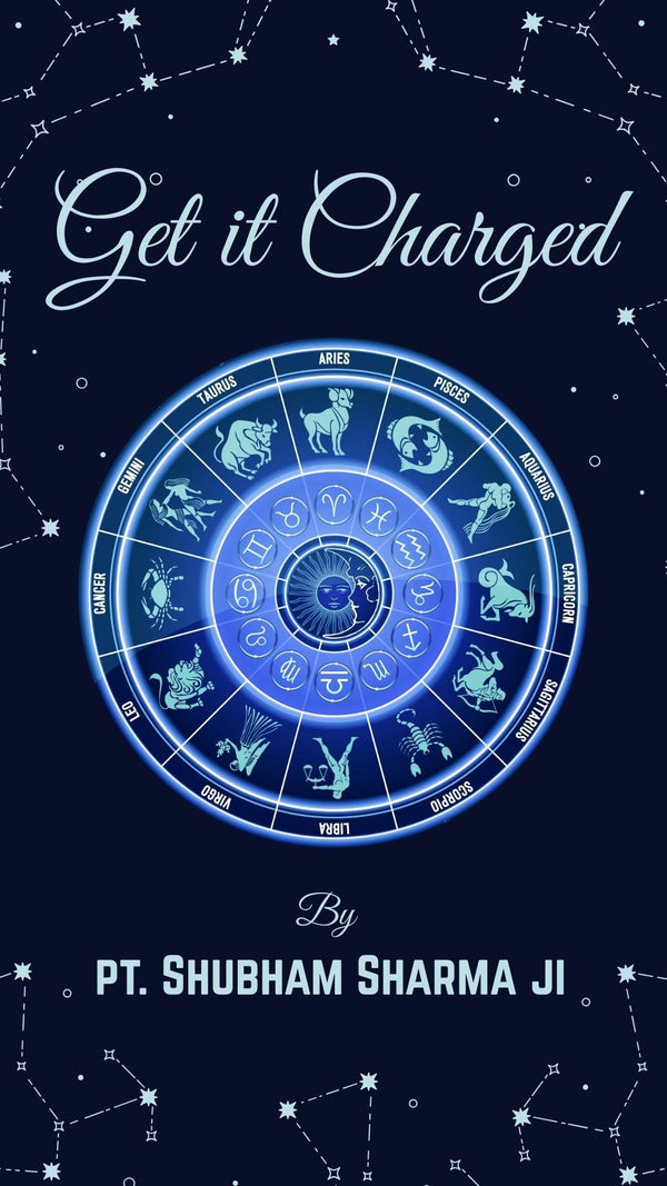 Book cover with astrological symbols and 'Get it Charged' text on a dark background