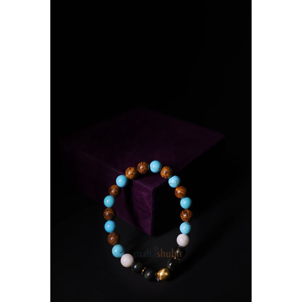 Beaded bracelet with multicolored beads on a dark background