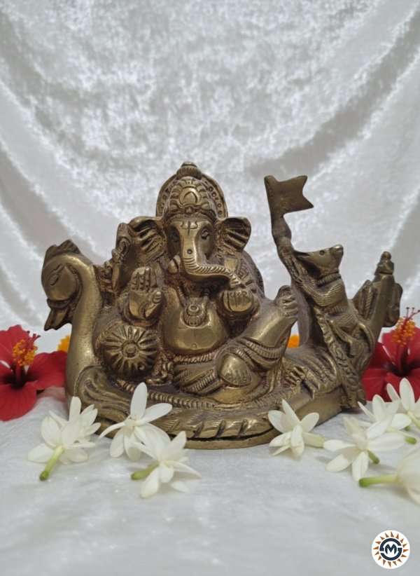 Naukasana Ganesh Ji Brass Idol