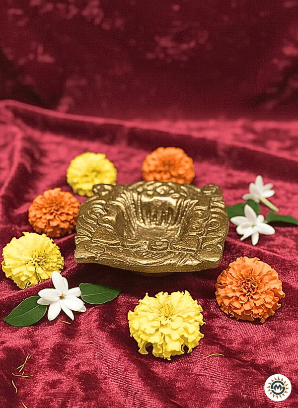 Square Shaped Brass Diya