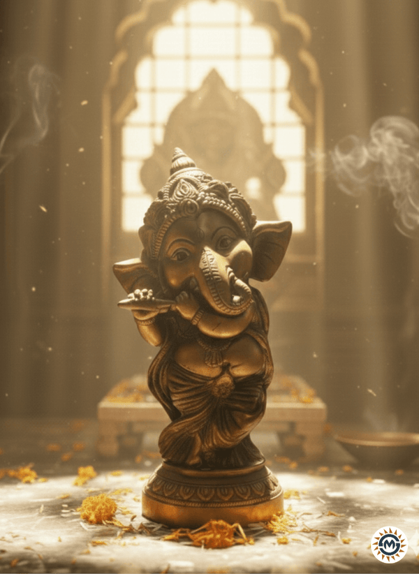 Murli Ganpati Brass Idol