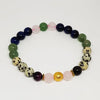 Multicolored beaded bracelet on a white background
