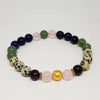 Multicolored beaded bracelet on a white background