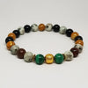 Unisex addiction recovery bracelet made with high-quality, dark-toned natural gemstones and a single accent bead on a durable stretch cord