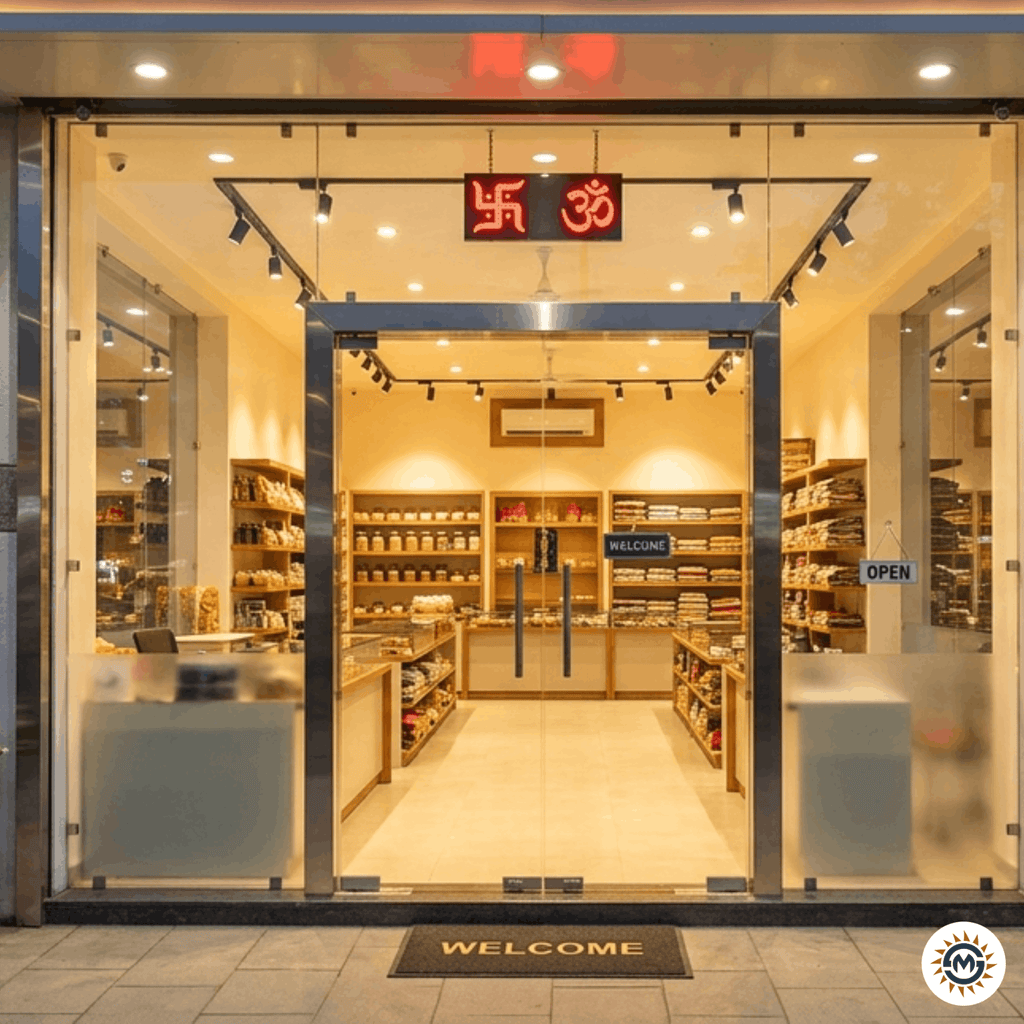 Vastu Purusha Mandala showing Brahmasthan center of office/dukan for business success