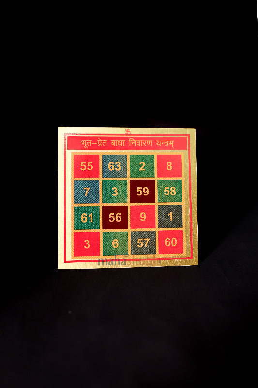 A colorful square-shaped religious item with Hindi text and numbers from 0 to 99, indicative of a spiritual protection design.