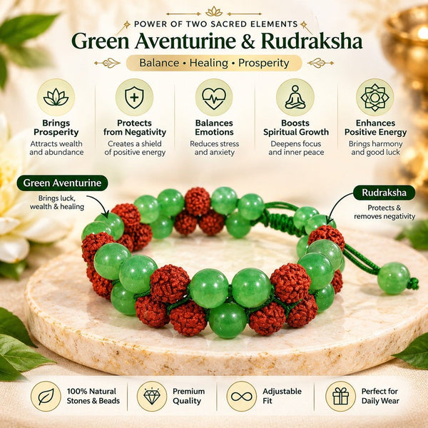 Rudraksha Green Aventurine Bracelet