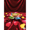 Multicolor flower-shaped brass diya with hand-painted enamel petals for festive home decor