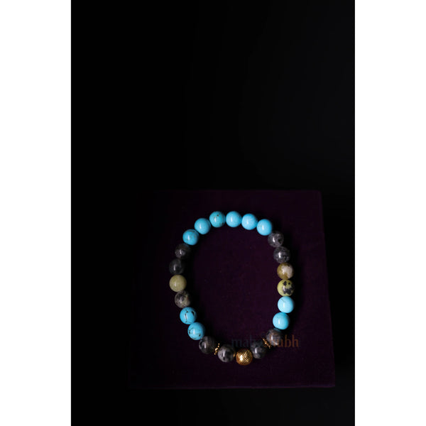 Multicolored beaded bracelet on a dark background