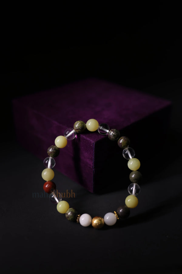 Multicolored beaded bracelet on a dark background