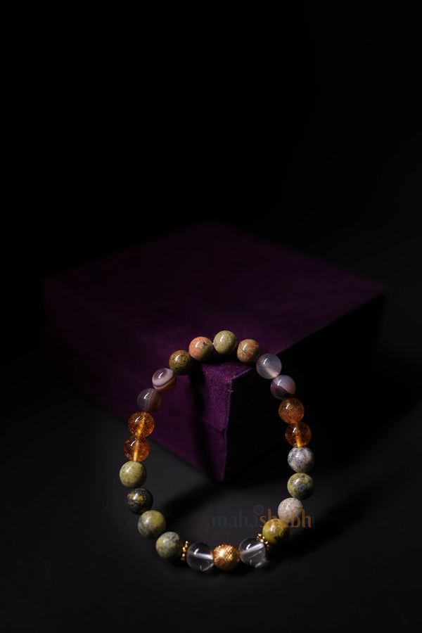 Multicolored beaded bracelet on a dark background