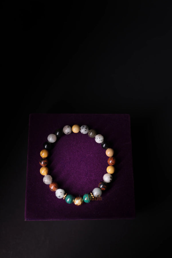 A spiritual healing bracelet for breaking habits, showing a combination of grounding Hematite and Amethyst beads, symbolizing clarity and protection against cravings