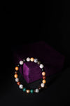 Quit Addiction Bracelet featuring natural 8mm beads of matte Black Onyx, banded Agate, and deep purple Amethyst, designed to support willpower and sobriety