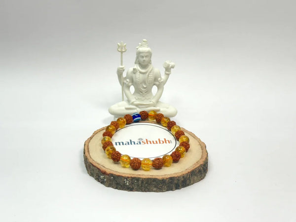 rudraksha citrine bracelet for wealth, protection and positive energy