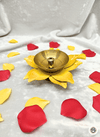 Flower Shaped Brass Diya (Yellow)