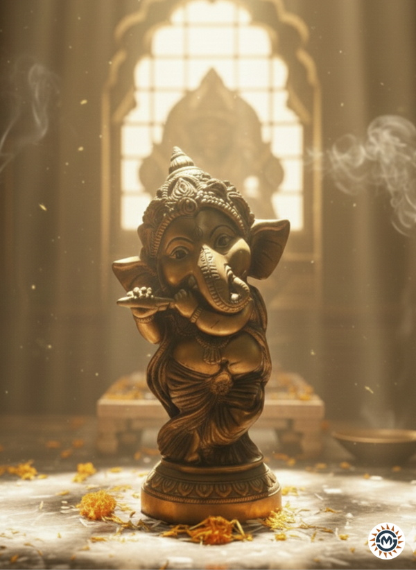 Murli Ganpati Brass Idol
